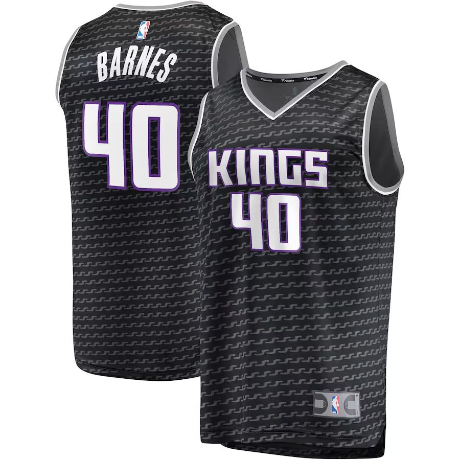 Men Sacramento Kings #40 Harrison Barnes Fanatics Branded Black Fast Break Player Replica NBA Jersey
